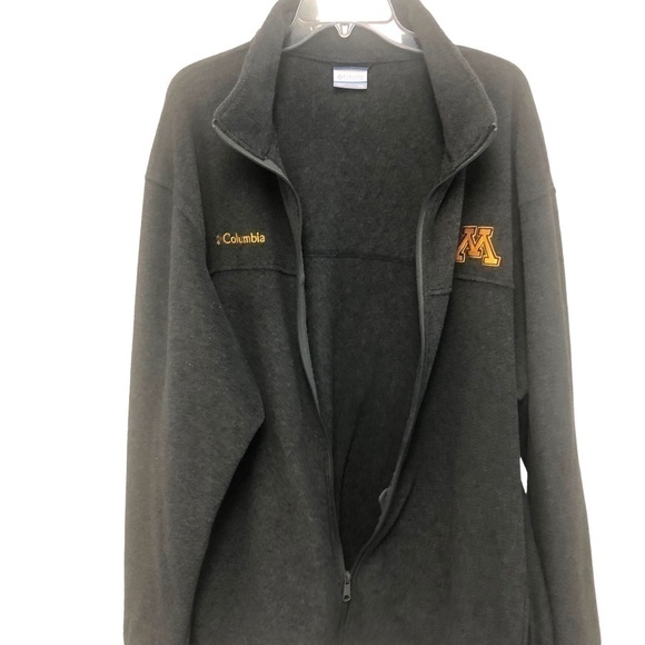 Columbia MINNESOTA Logo Academia Preppy School Sports Zip Gray Fleece Jacket XXL - Picture 3 of 14